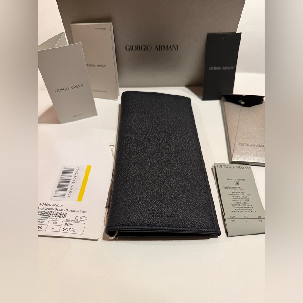 NWT $727 GIORGIO ARMANI Large Leather Wallet - Document Holders for Men
